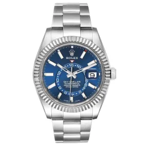 RLX The Oyster Perpetual Sky-Dweller in White Rolesor with a bright blue dial and an Oyster bracelet. RLX Sky-Dweller RLX-DWELLER