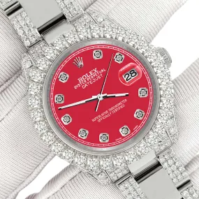 Rolex Datejust 31mm Pave 7.2ct Iced Diamond Scarlet Red Track Watch  TFJ-142508451