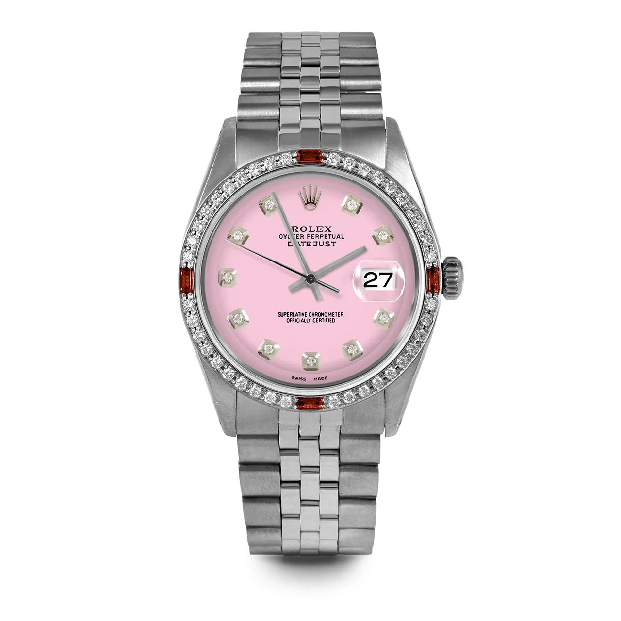 Rolex Datejust 36mm | 1601-SS-PNK-DIA-AM-4RBY-JBL