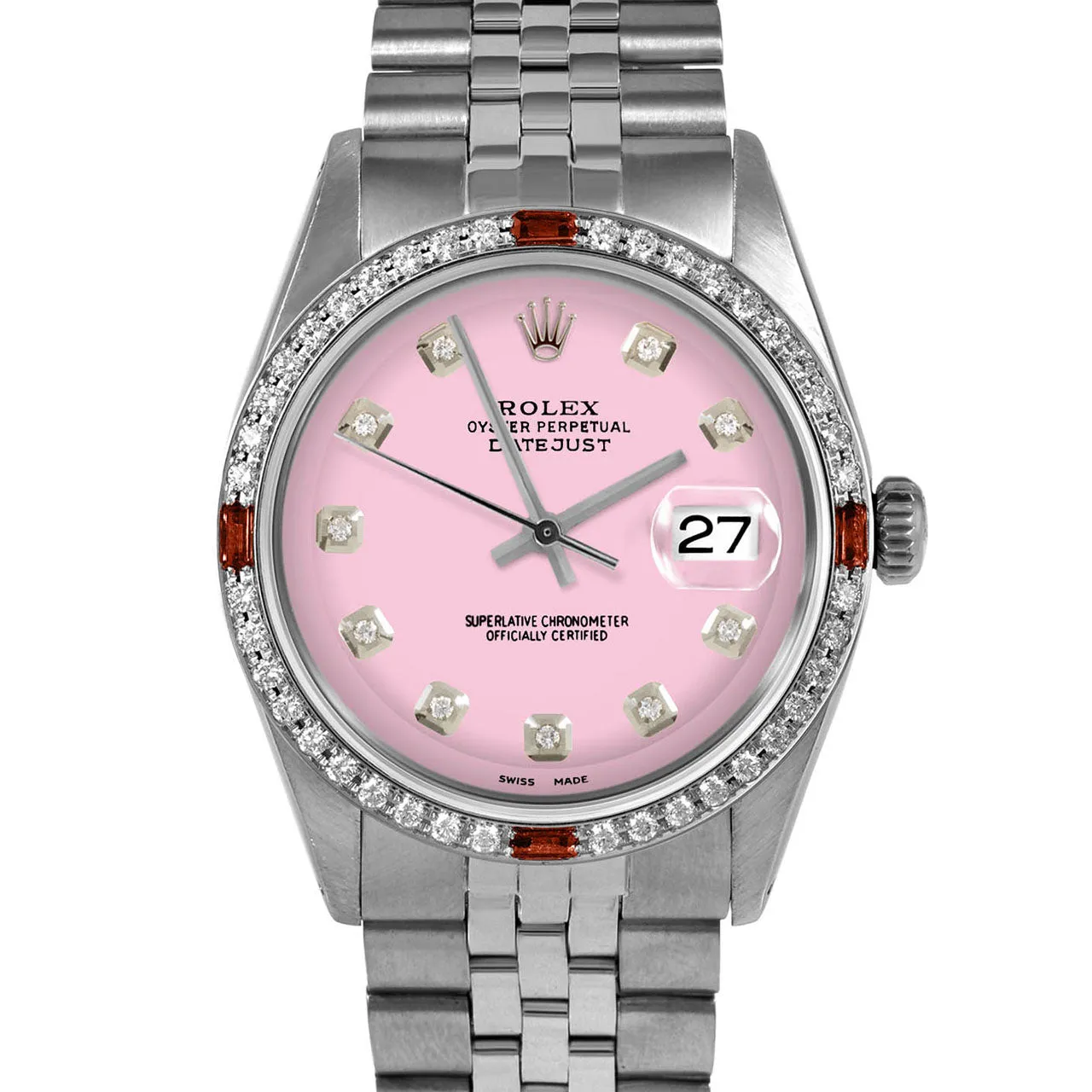 Rolex Datejust 36mm | 1601-SS-PNK-DIA-AM-4RBY-JBL