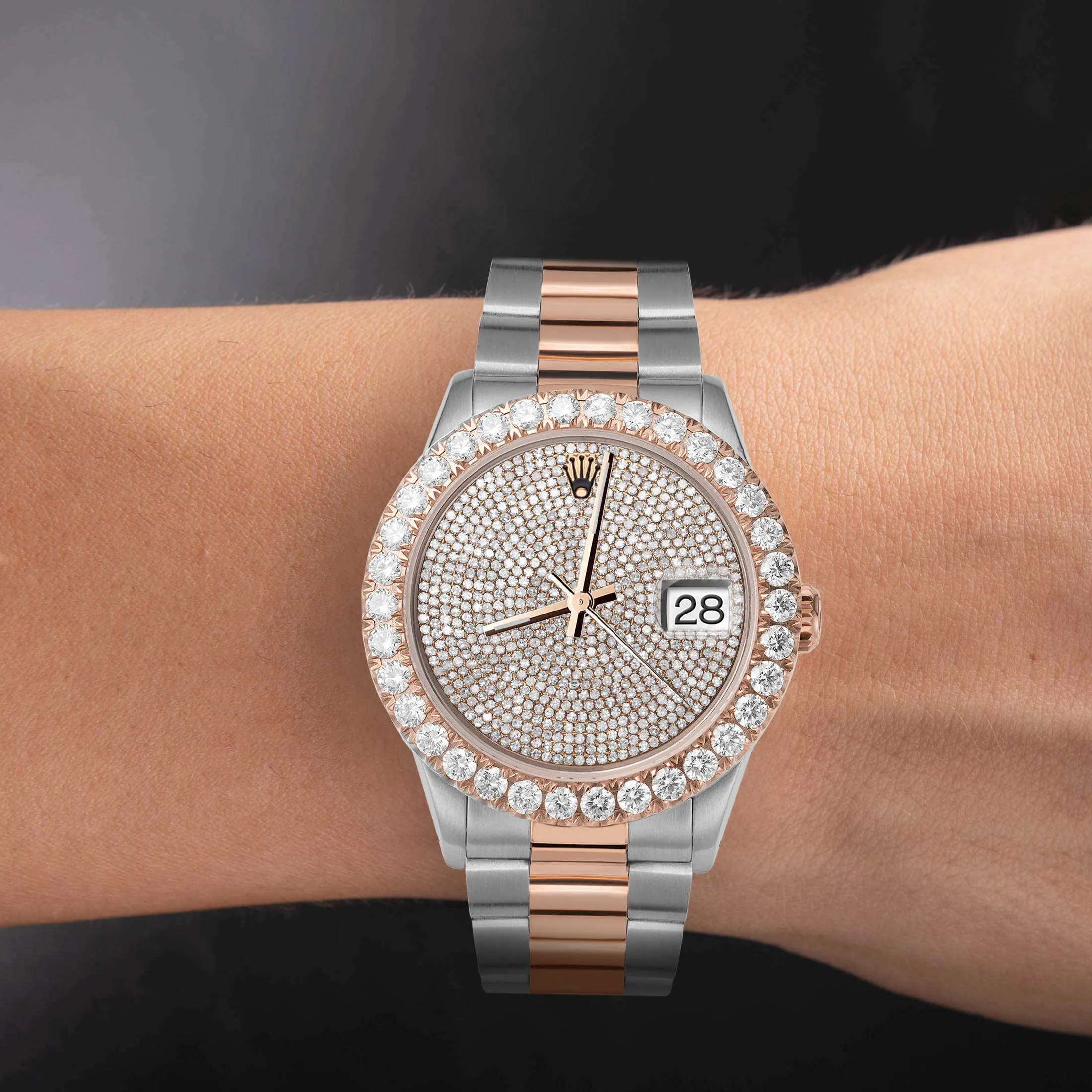 Rolex Datejust Diamond Bezel Watch 36mm Rose Diamond Dial | 4.75ct