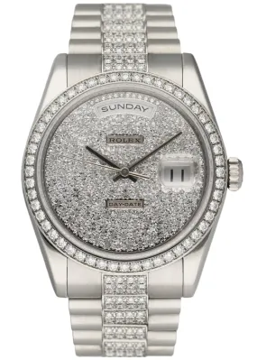 Rolex Day-Date President 118346 Platinum Diamond Mens Watch Box Papers