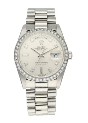 Rolex Day-Date President 18346 Platinum Diamond Mens Watch