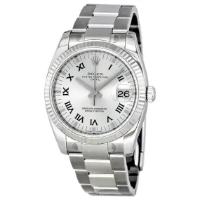 Rolex Oyster Perpetual Date 34 Silver Dial Stainless Steel Bracelet Automatic Men's Watch 115234SRO