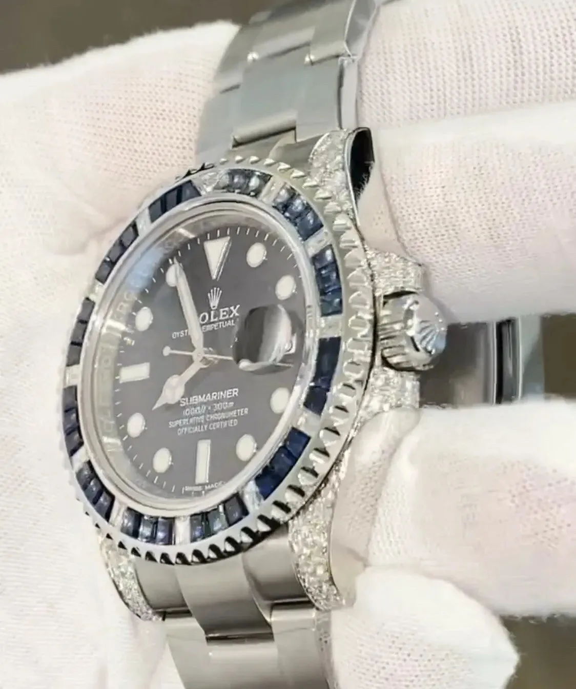 Rolex Submariner 116610 Steel 116659SABR Custom Bezel Natural Sapphires Diamonds