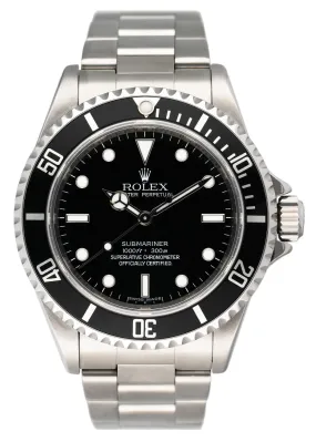 Rolex Submariner 14060 No Date Engraved Rehaut Mens Watch Box Papers