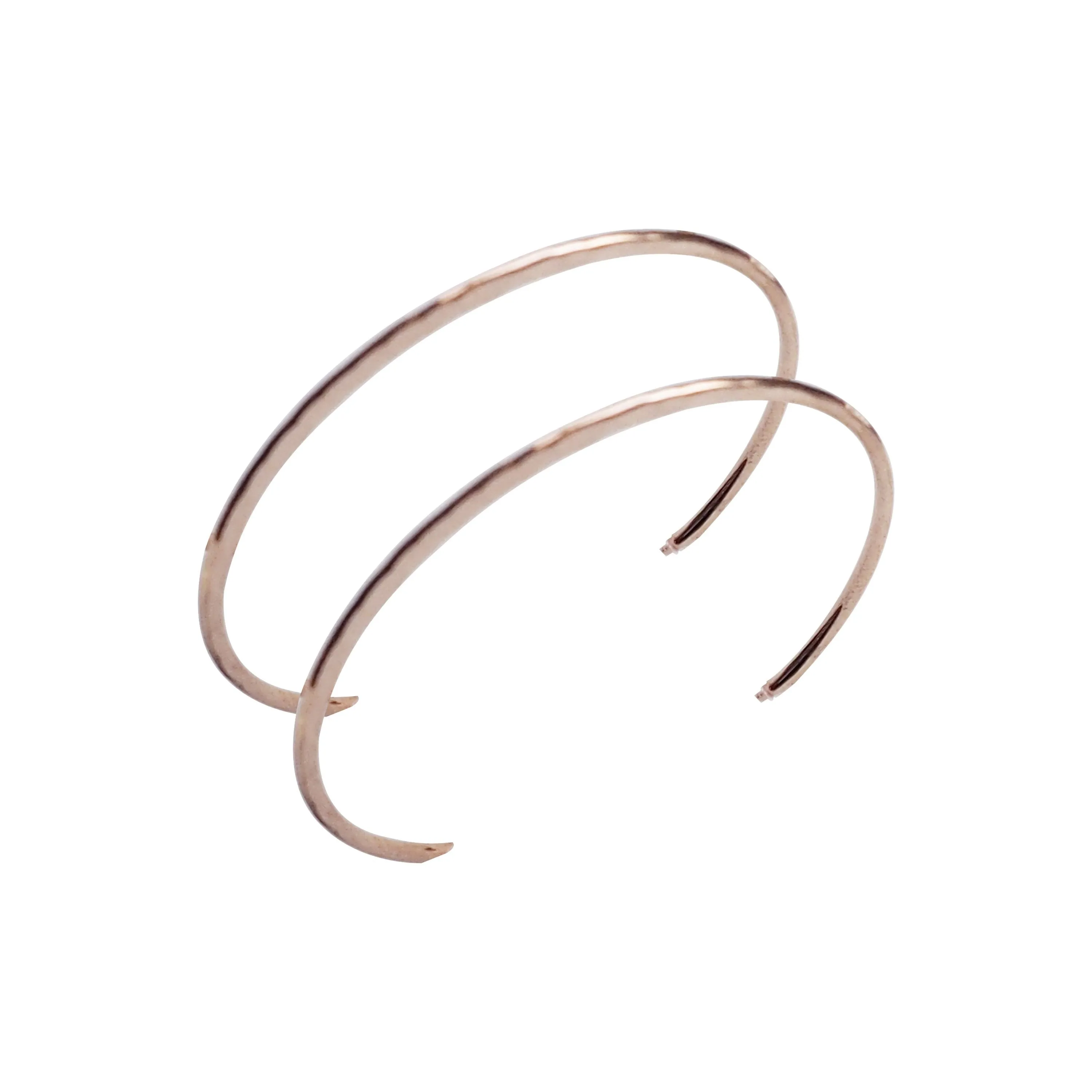 Rose Gold Large Hammered Invisible Clip On Hoop Earrings