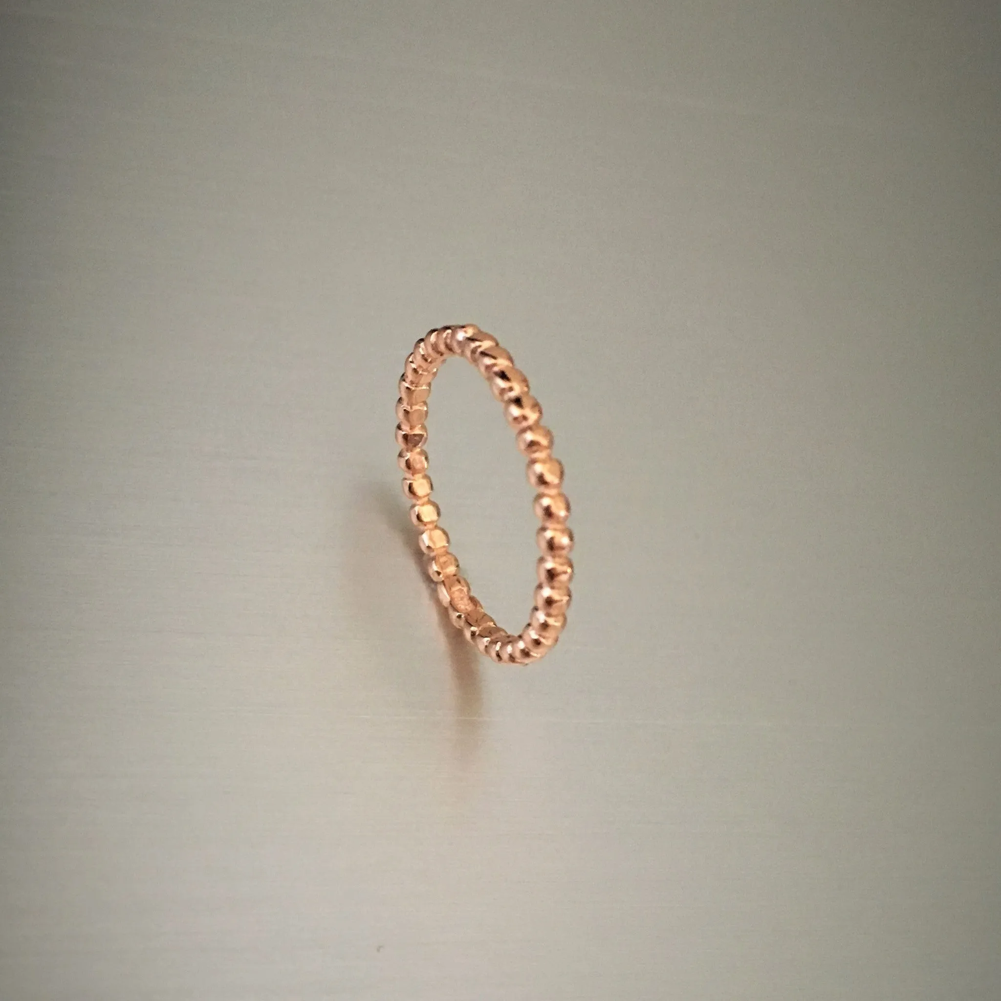 Rose Gold Over Sterling Silver Bead Ring, Stackable Ring, Silver Rings