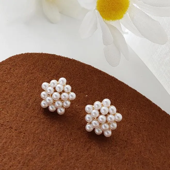 Round White Pearl Invisible Clip On Earrings