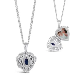 Sapphire Heart Locket | Silver