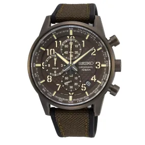 Seiko Chronograph Brown Silicone Watch SSB371P1