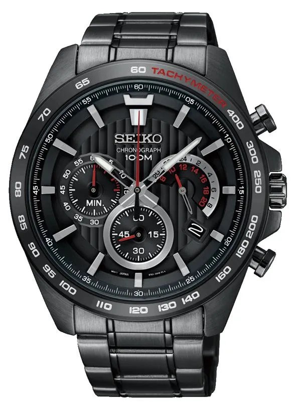 Seiko Mens Chronograph Black Watch SSB311P