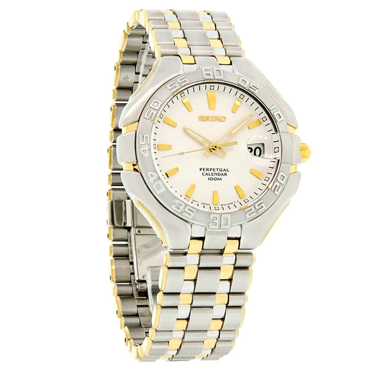 Seiko SLL180 Men's Arcadia White Dial Two Tone Steel Perpetual Calendar Watch