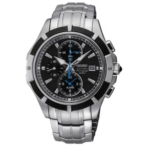 Seiko SNAF11 Men's Coutura Black Dial Two Tone Steel Chronograph Alarm Watch
