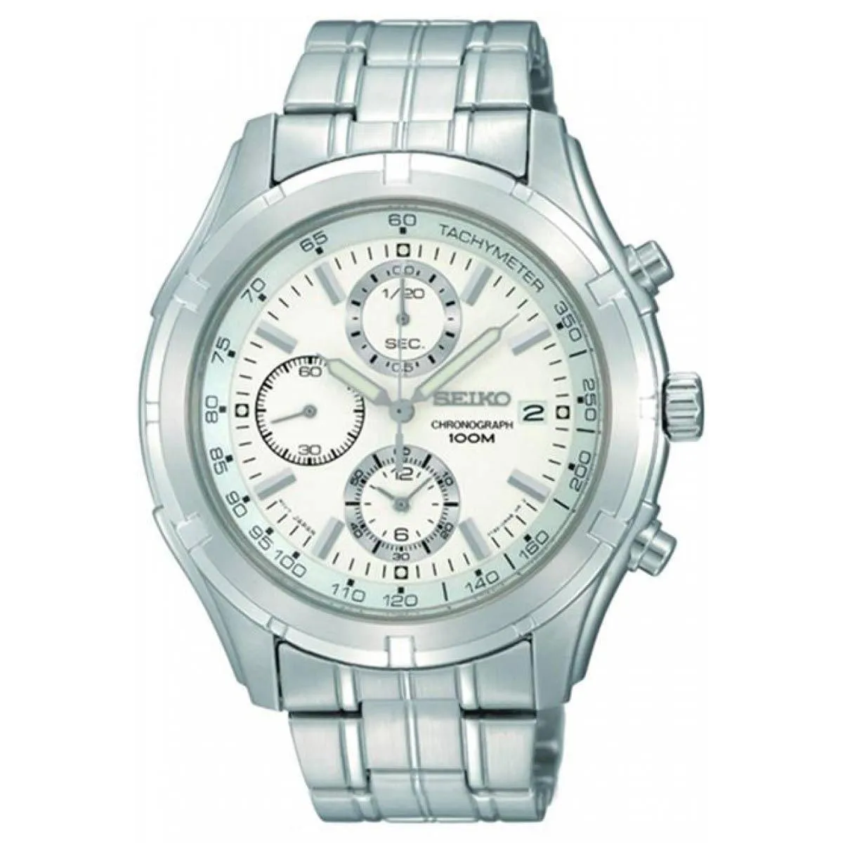 Seiko SNDC35P1 Men's Chronograph Stainless Steel Bracelet Silver Dial Watch