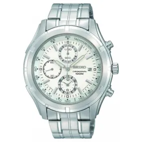 Seiko SNDC35P1 Men's Chronograph Stainless Steel Bracelet Silver Dial Watch