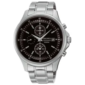 Seiko SNDE19 Men's Chronograph Black Dial Stainless Steel Bracelet Watch