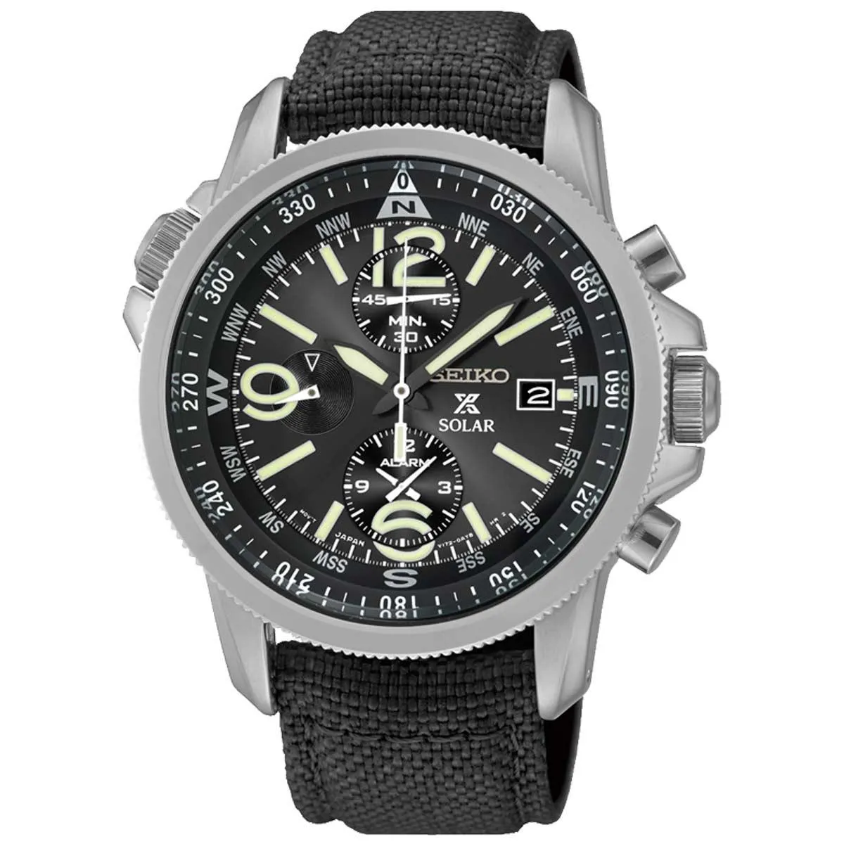Seiko SSC293P2 Men's Prospex Black Dial Black Strap Chronograph Power Reserve Alarm Watch