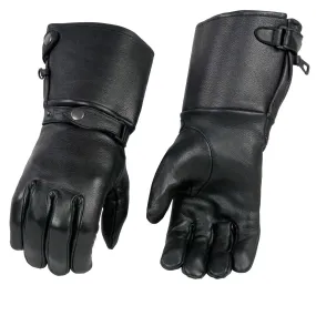 SH857 Men's Gauntlet Motorcycle Hand Gloves- Deerskin Long Cuff with Snap Closure Thermal Lined-SH857