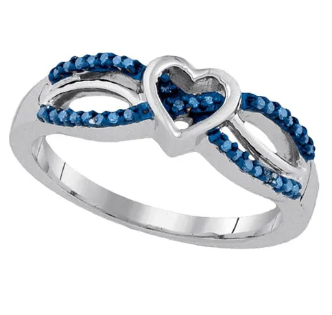 Show Your Love With a Blue Heart Shaped Sterling Silver Diamond Ring