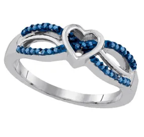 Show Your Love With a Blue Heart Shaped Sterling Silver Diamond Ring