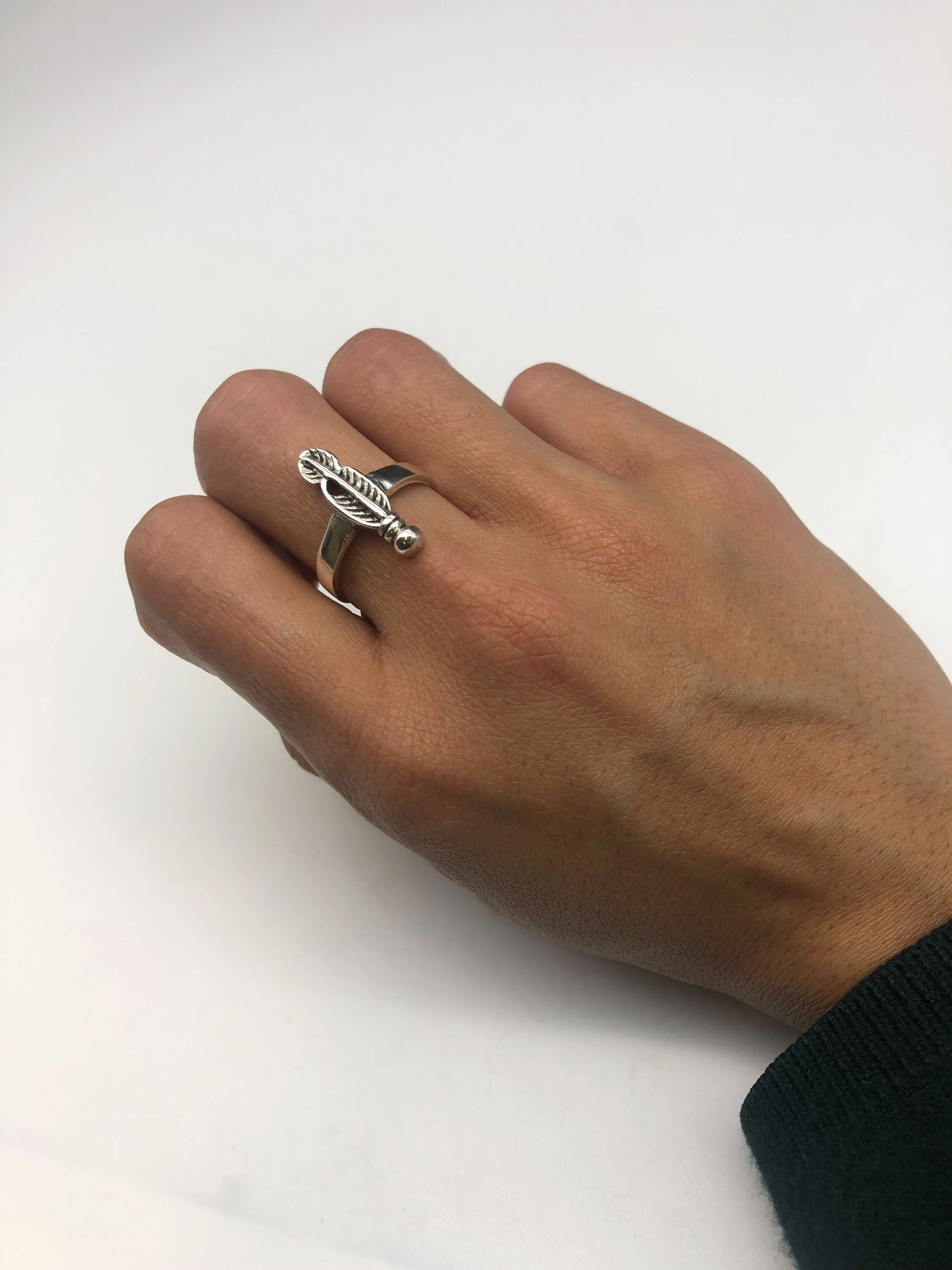 Silver Feather Ring - Feather Vintage Ring - Plume Ring