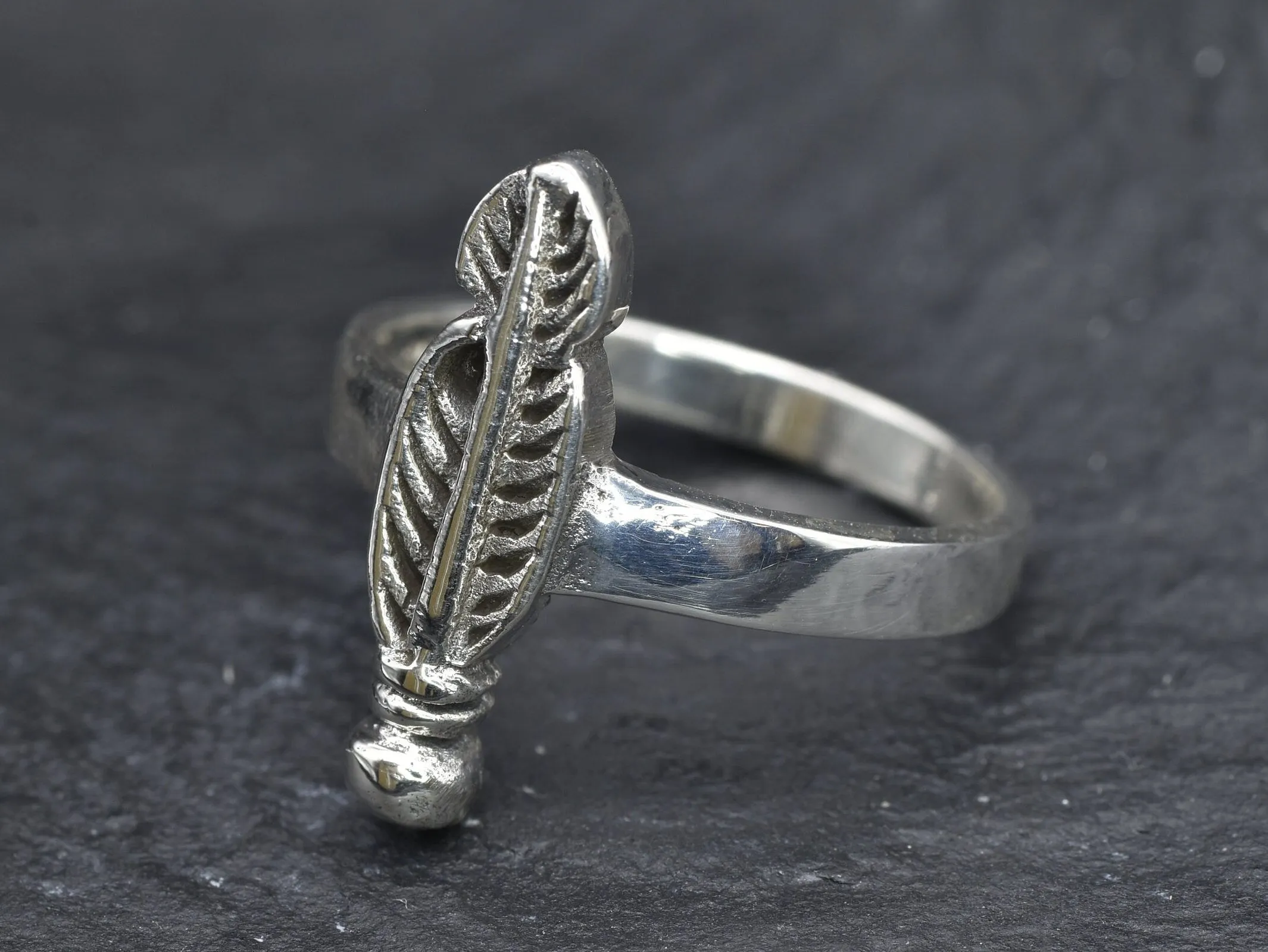 Silver Feather Ring - Feather Vintage Ring - Plume Ring