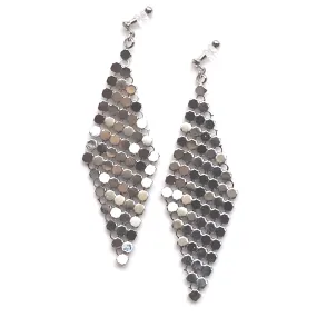 Silver mesh invisible clip on earrings