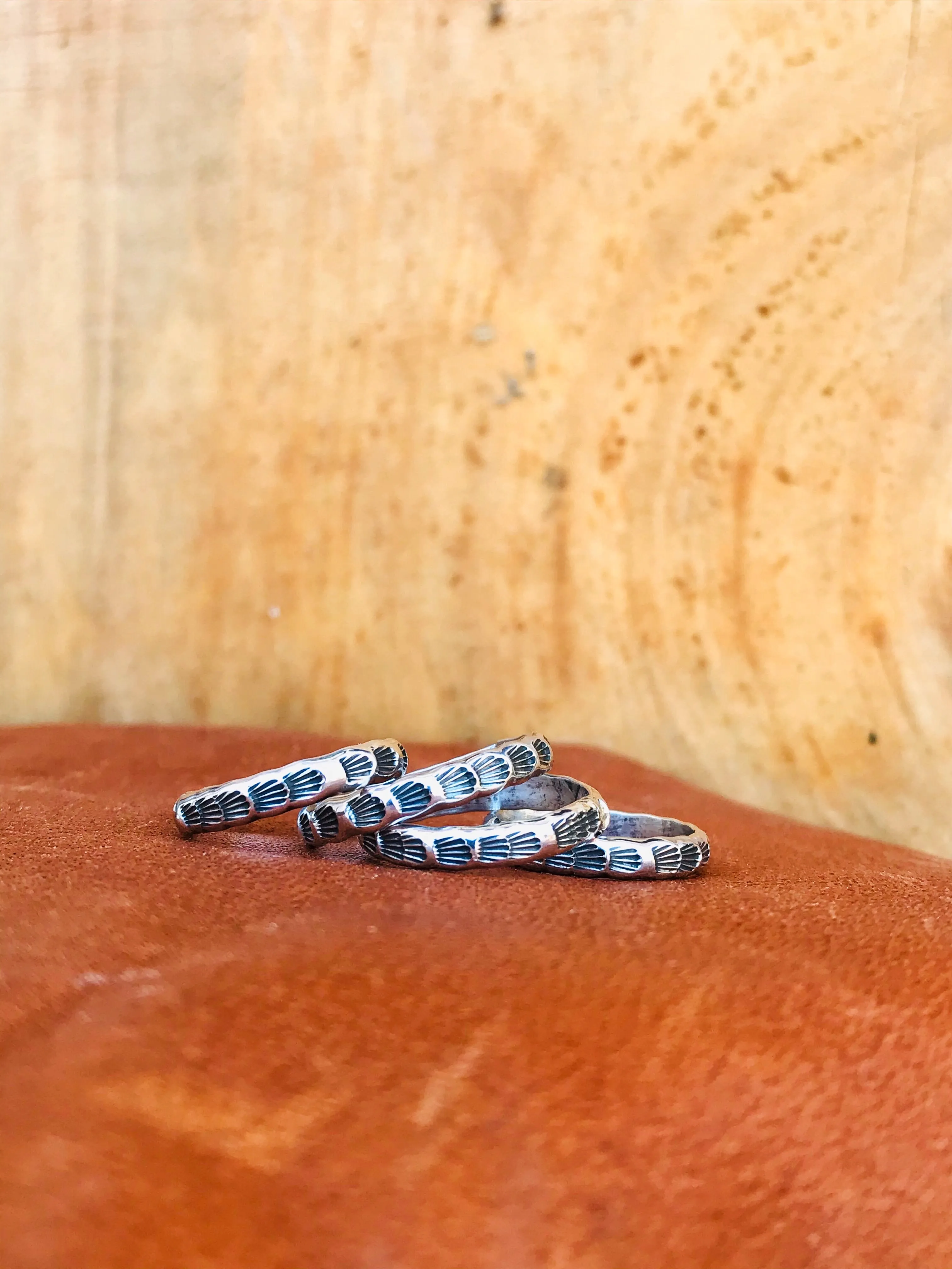 Silver Stamped Stacker Rings