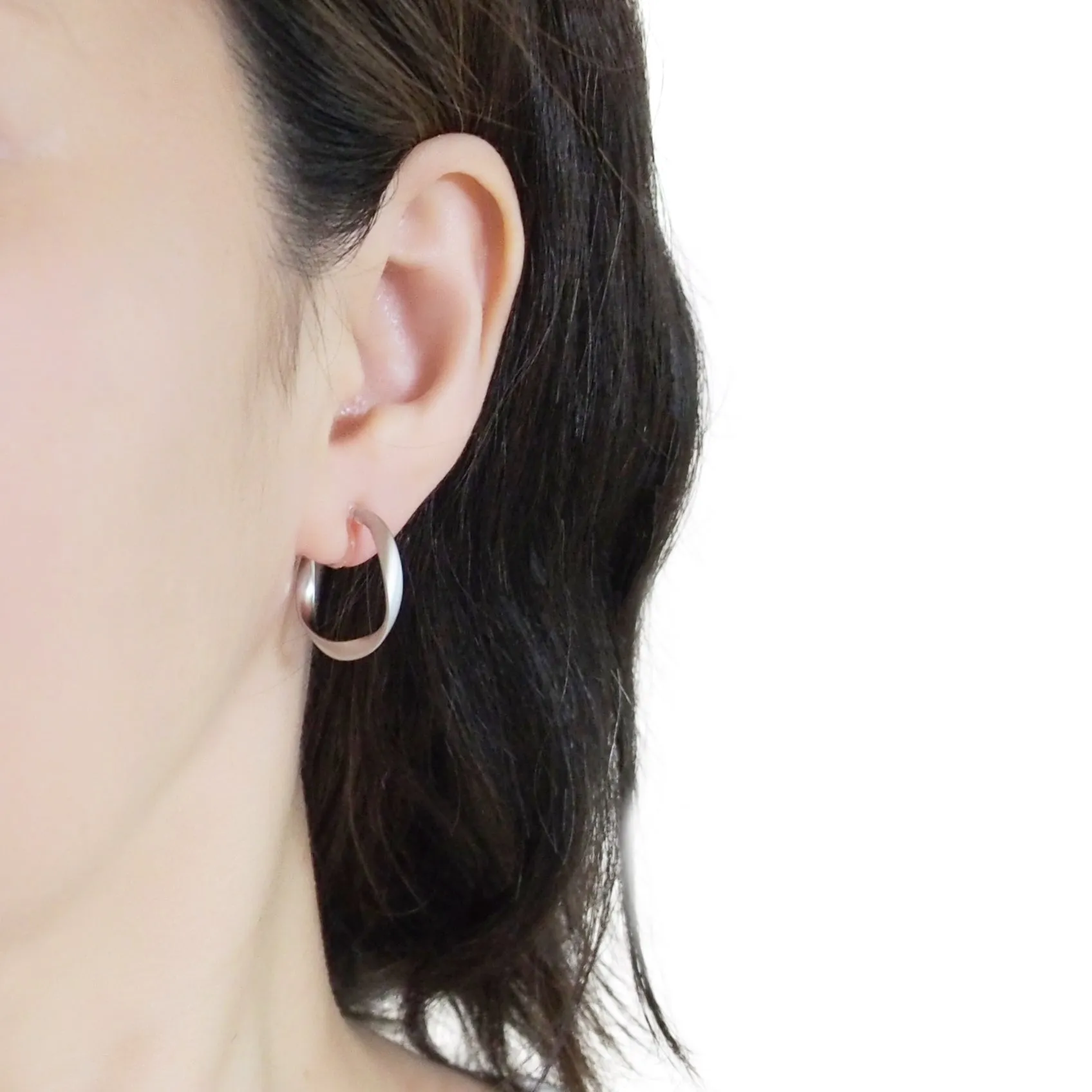Silver Twisted Invisible Clip On Hoop Earrings