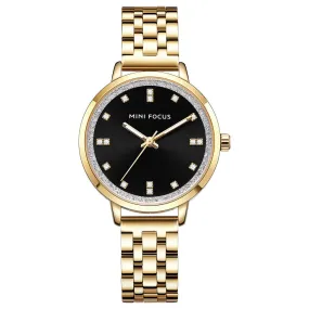 Simple diamond inlaid Japanese movement waterproof steel strip quartz watch