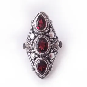 Size 8 Garnet 925 Solid Sterling Silver Ring