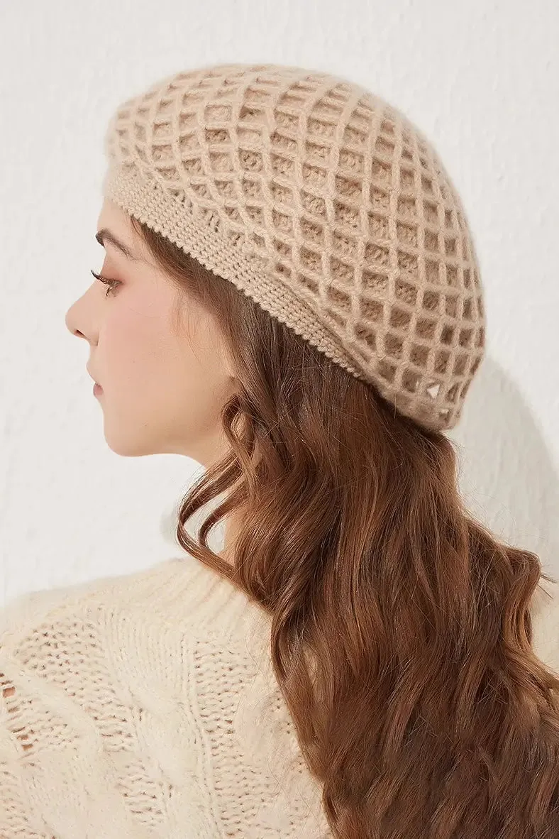 Slouchy Woven 100 Cashmere French Beret