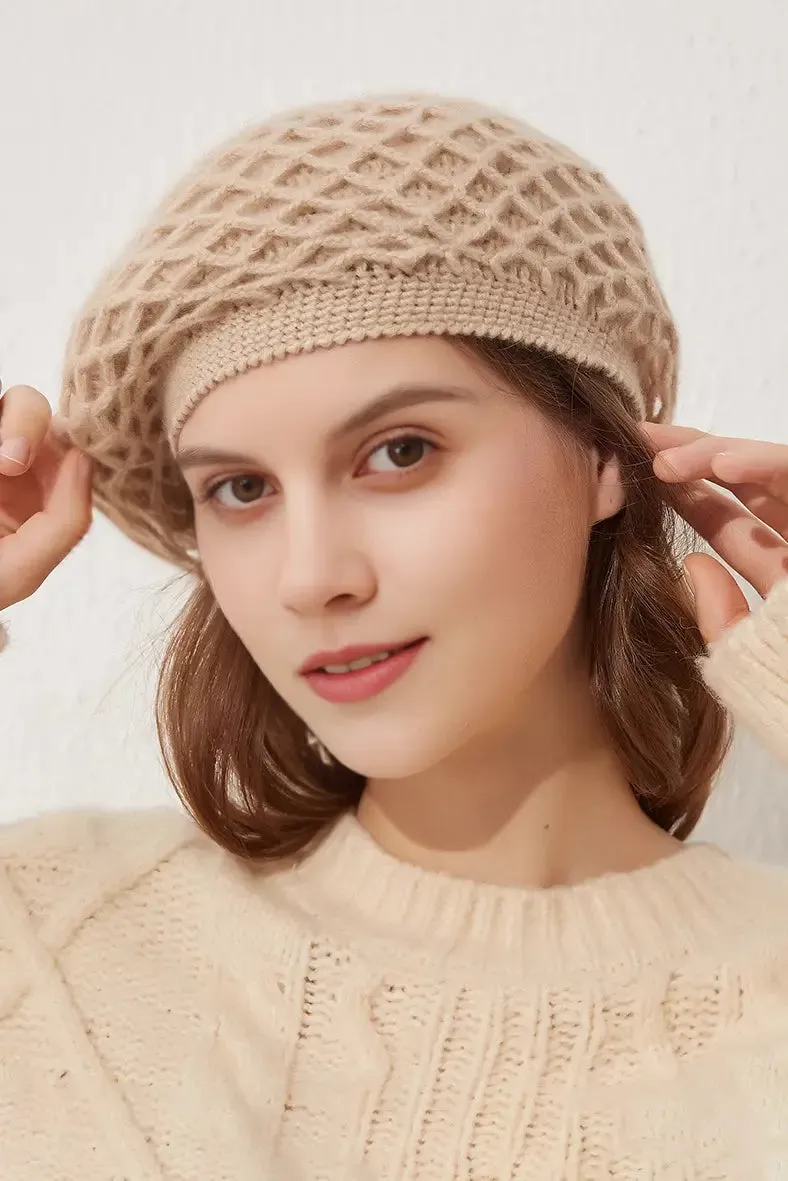 Slouchy Woven 100 Cashmere French Beret
