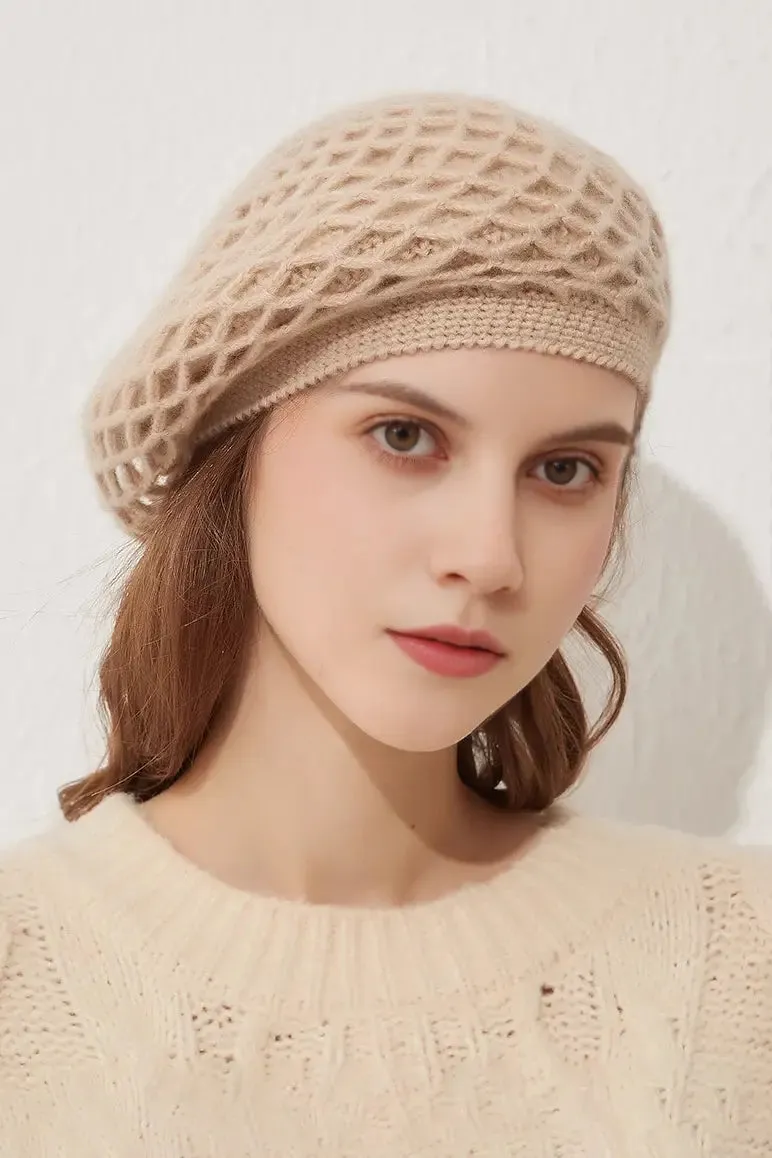 Slouchy Woven 100 Cashmere French Beret