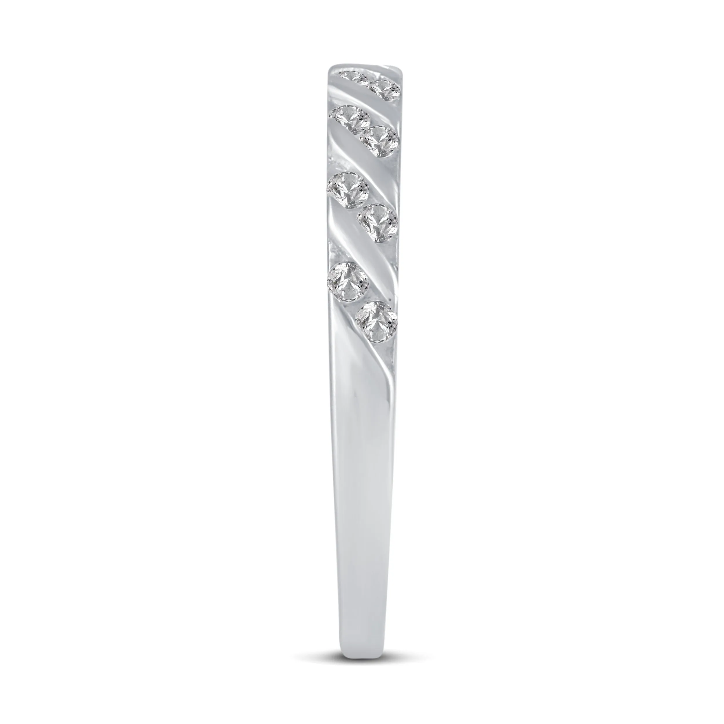 Solitaire Pave Accent Eternity Ring Set in 925 Sterling Silver