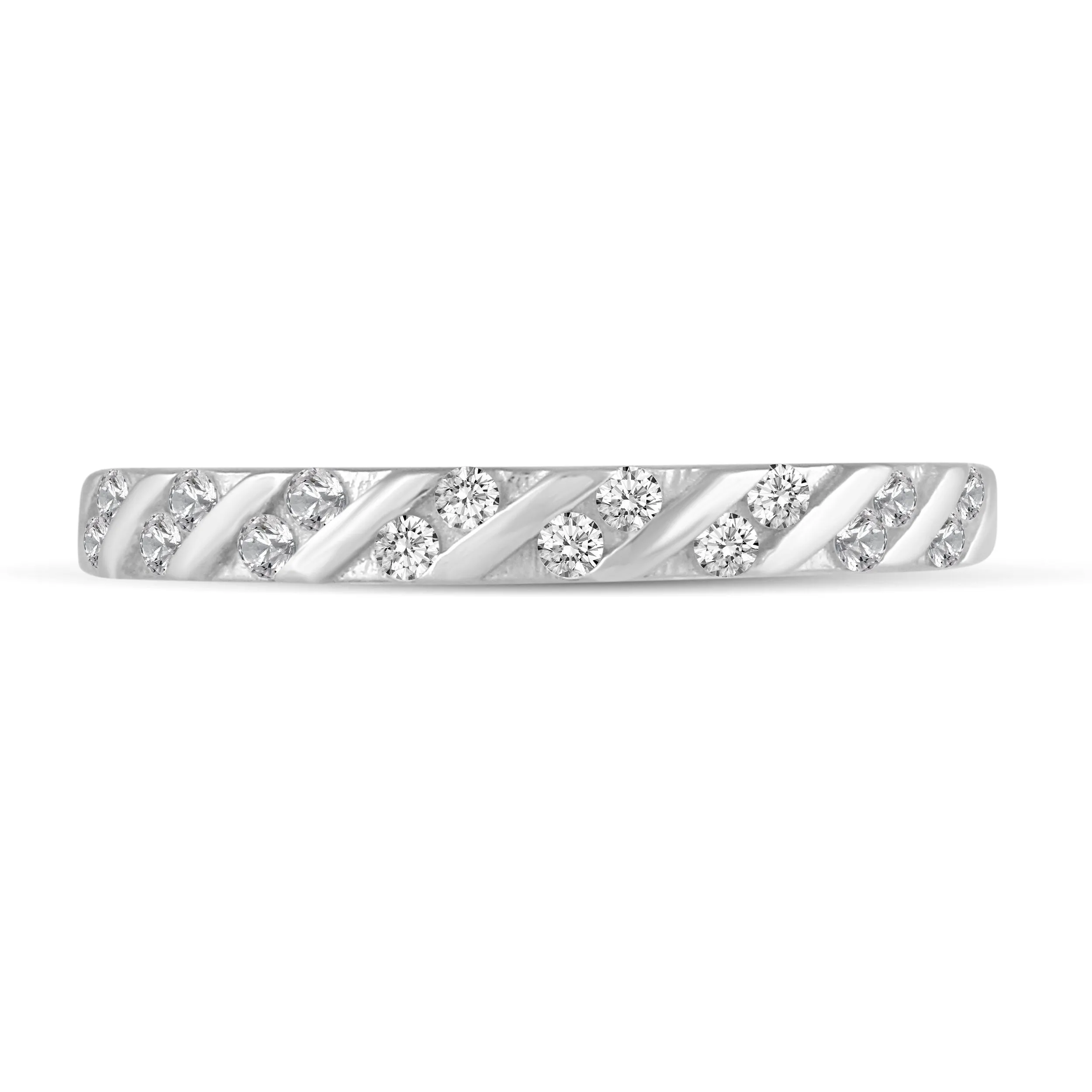 Solitaire Pave Accent Eternity Ring Set in 925 Sterling Silver