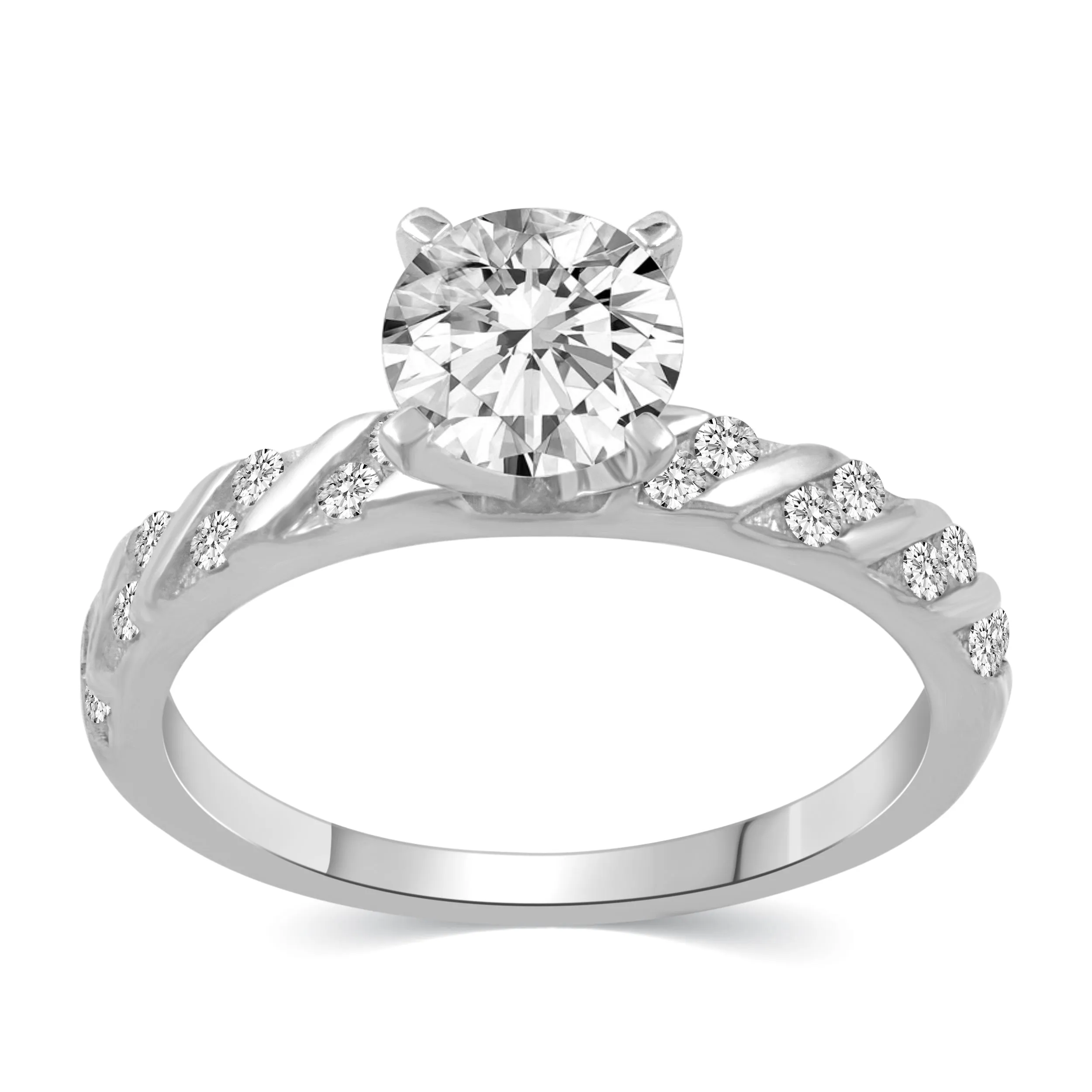 Solitaire Pave Accent Eternity Ring Set in 925 Sterling Silver