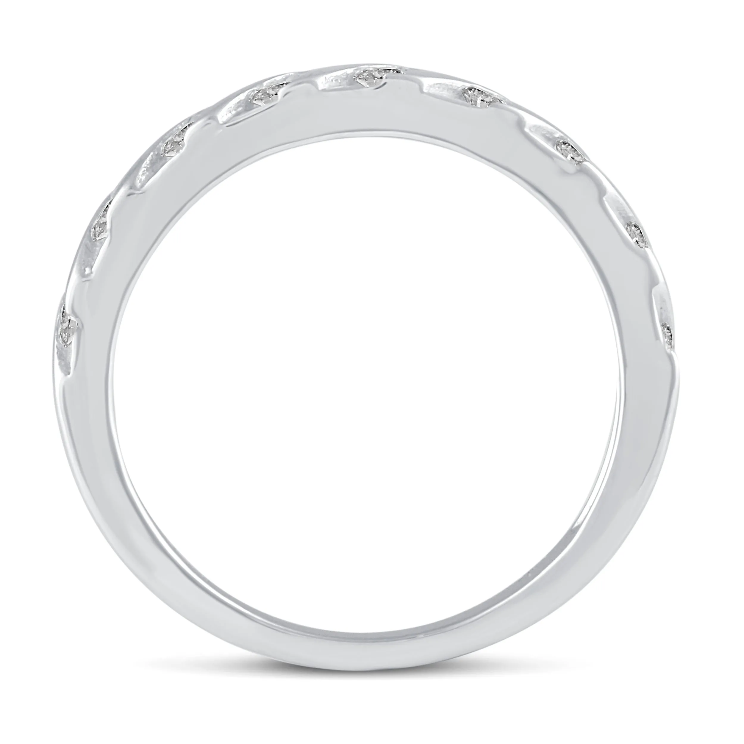 Solitaire Pave Accent Eternity Ring Set in 925 Sterling Silver