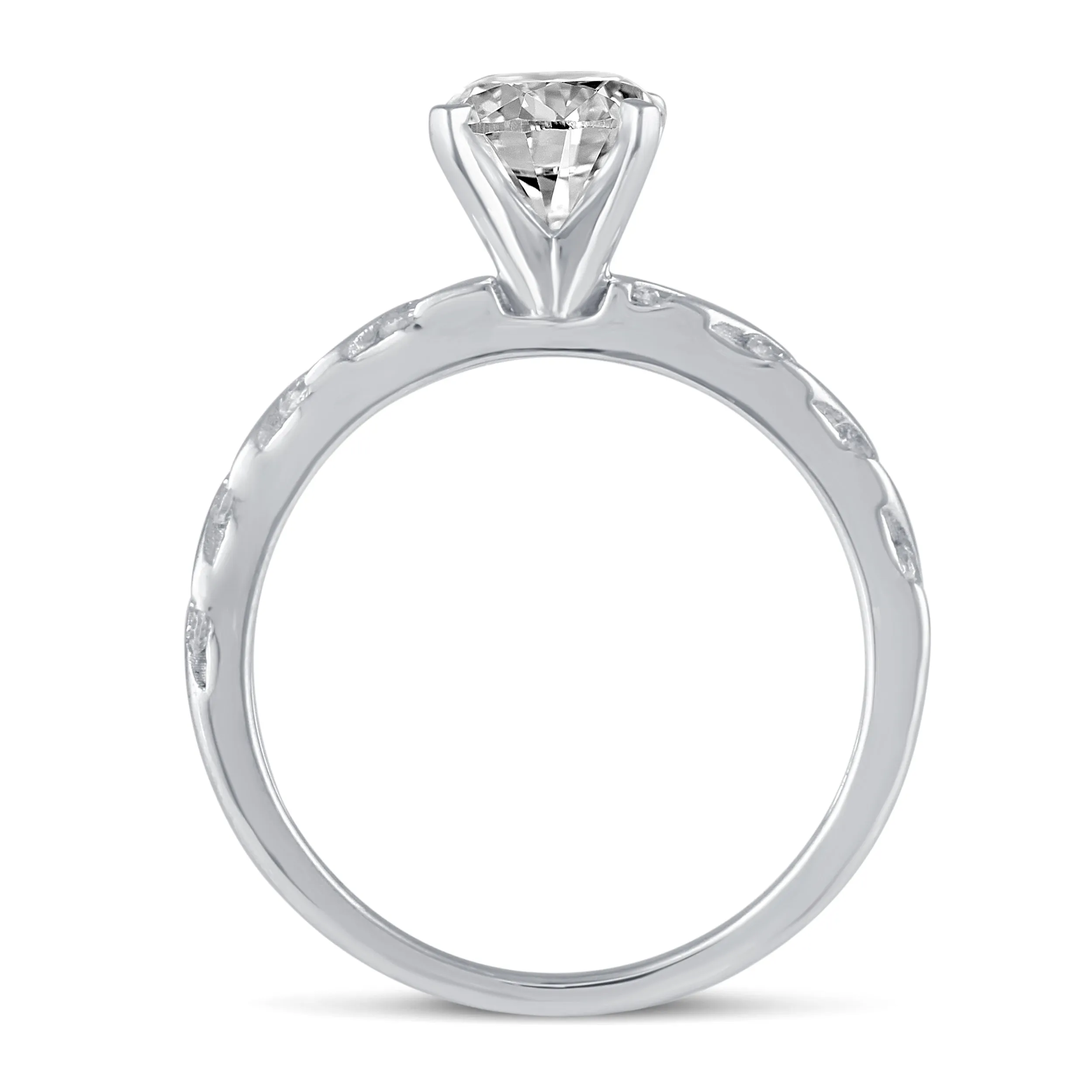 Solitaire Pave Accent Eternity Ring Set in 925 Sterling Silver