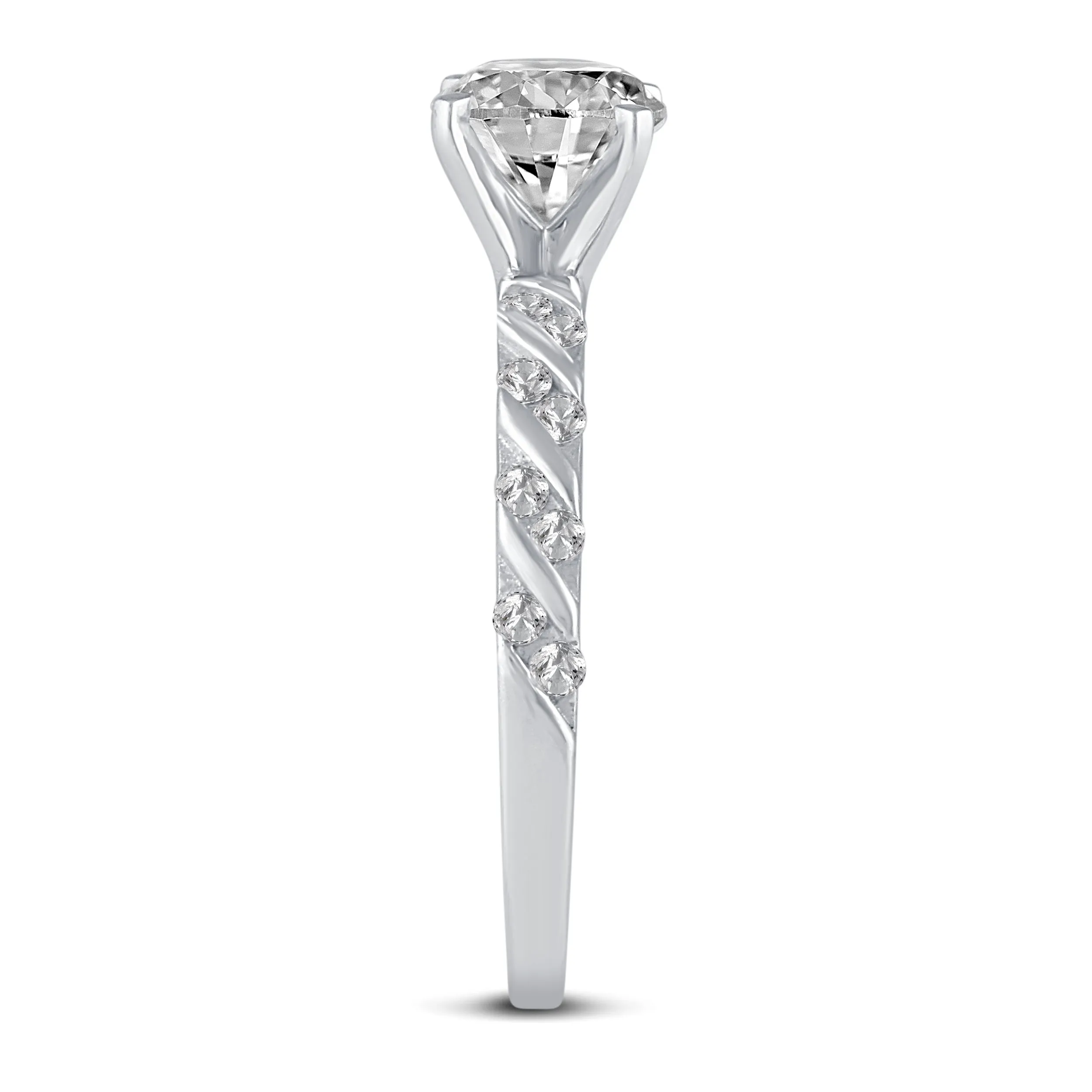 Solitaire Pave Accent Eternity Ring Set in 925 Sterling Silver
