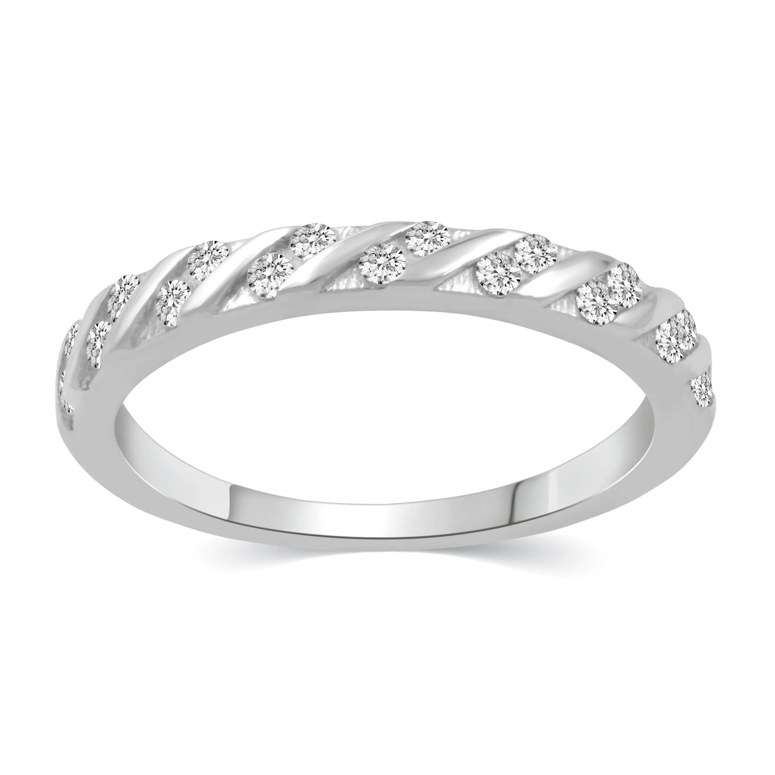 Solitaire Pave Accent Eternity Ring Set in 925 Sterling Silver