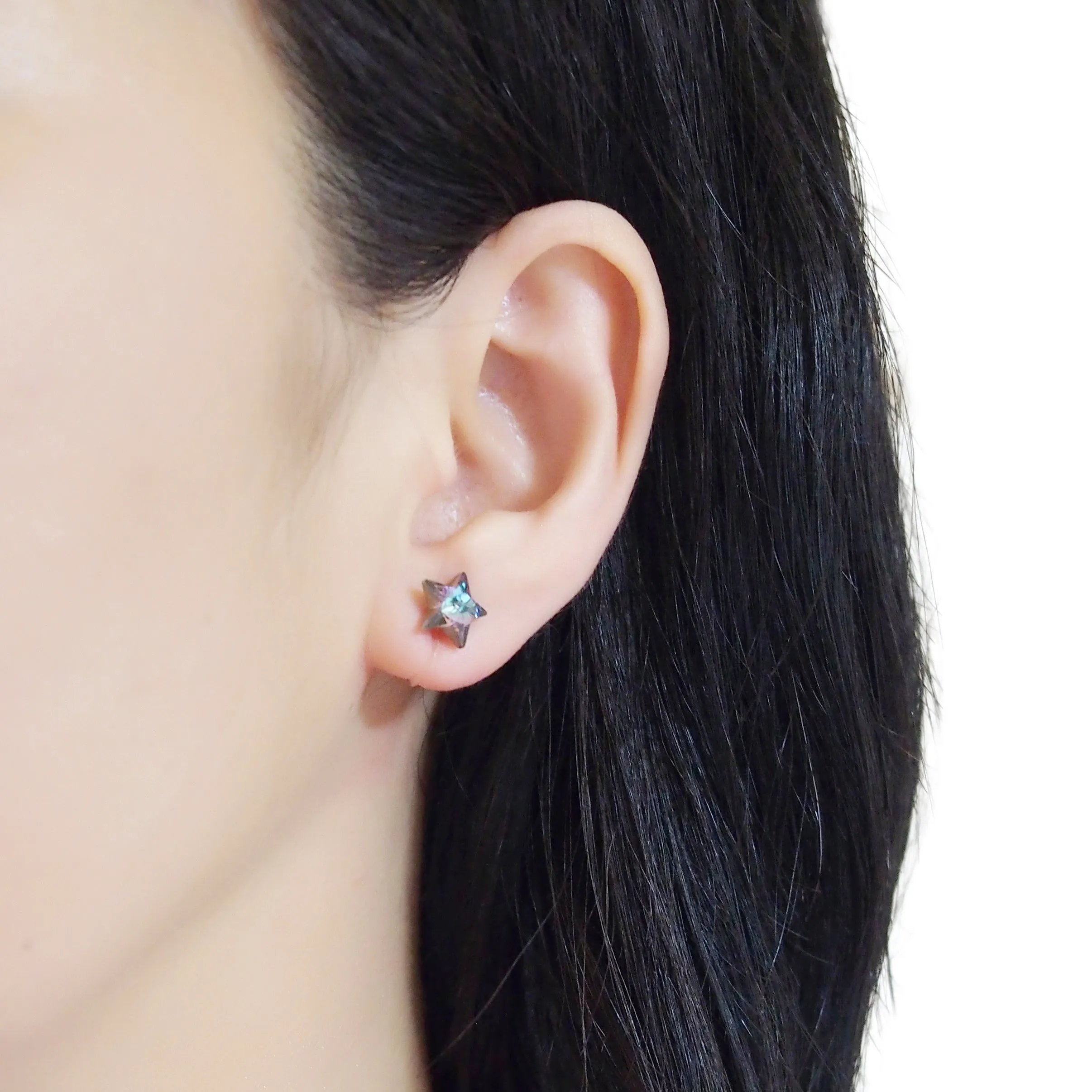 Star Swarovski Crystal Screw-Back Invisible Clip On Stud Earrings
