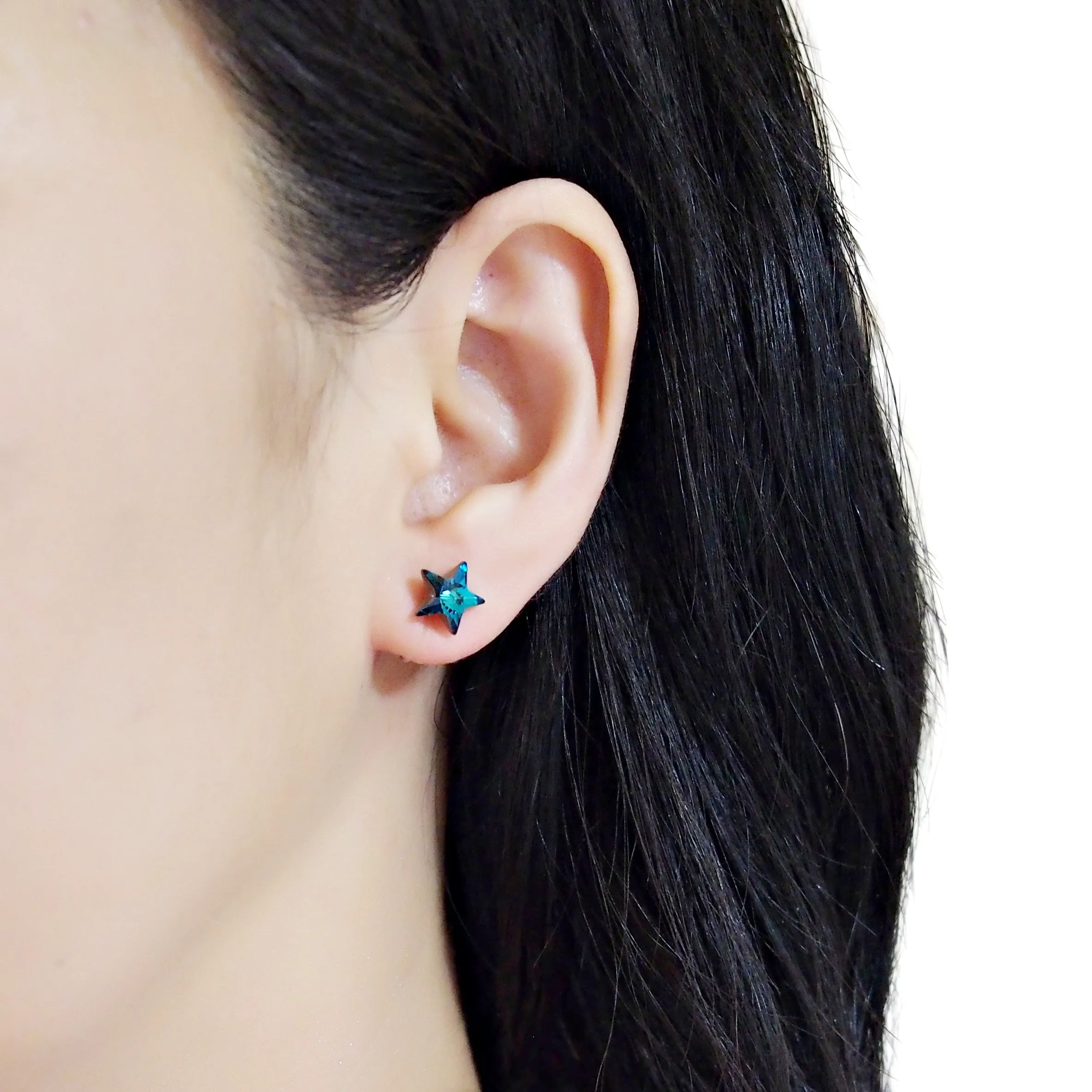 Star Swarovski Crystal Screw-Back Invisible Clip On Stud Earrings
