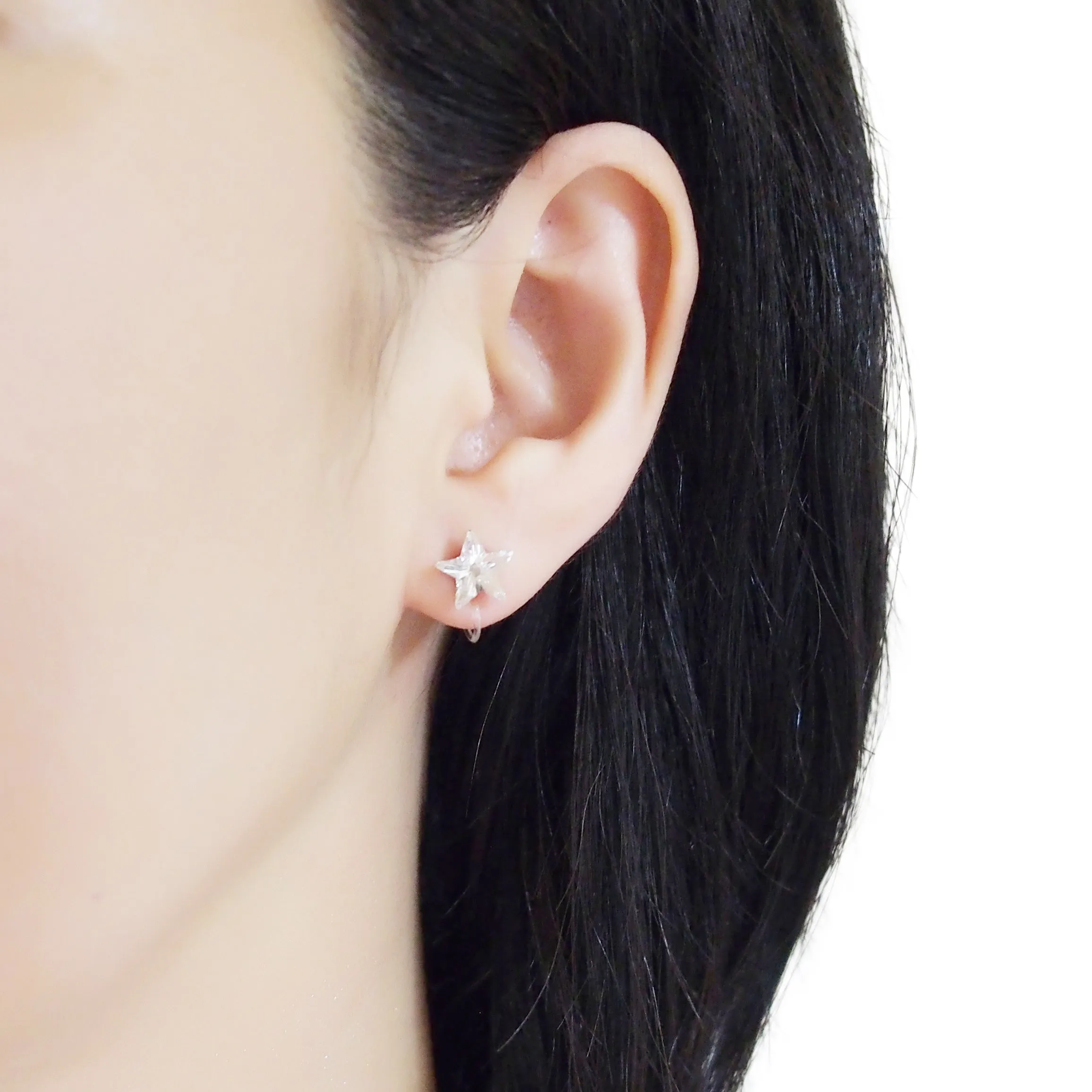 Star Swarovski Crystal Screw-Back Invisible Clip On Stud Earrings