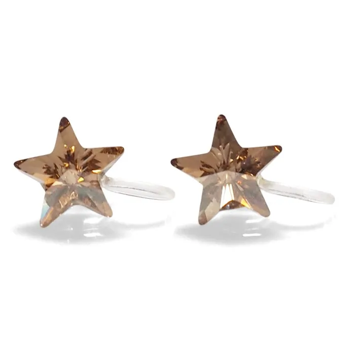 Star Swarovski Crystal Screw-Back Invisible Clip On Stud Earrings
