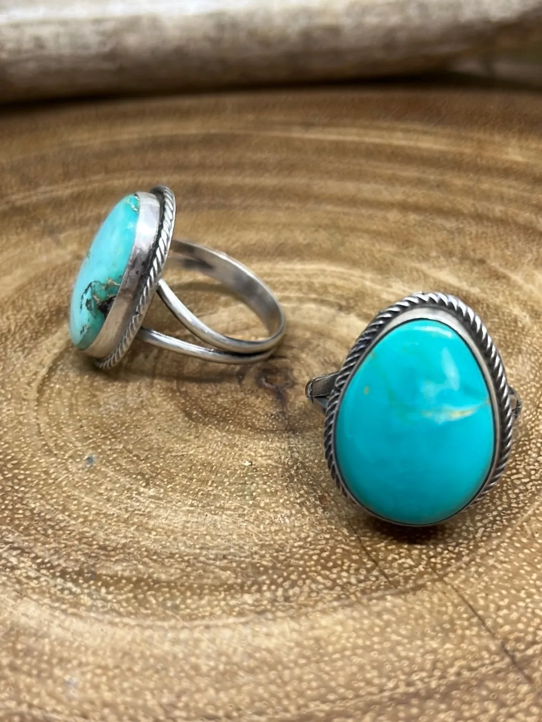Stella Sterling Roped Turquoise Ring