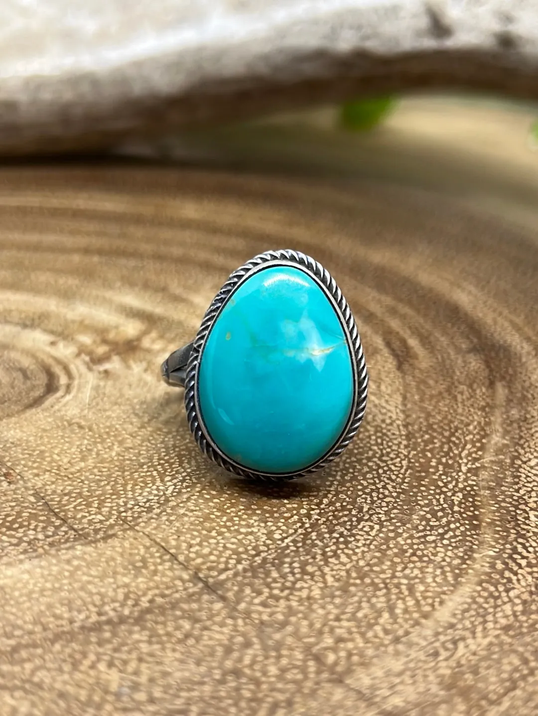 Stella Sterling Roped Turquoise Ring