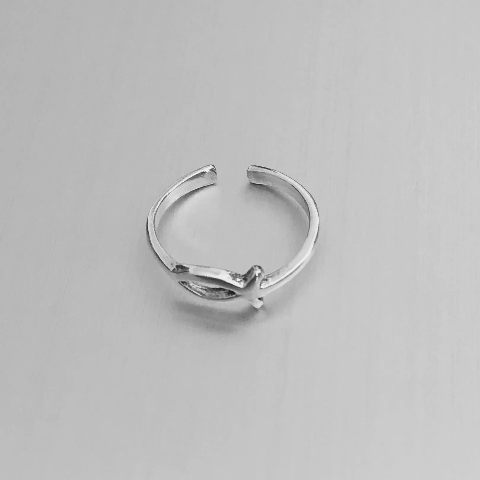 Sterling Silver Adjustable Icthus Toe Ring, Silver Ring, Fish Ring, Religious Ring