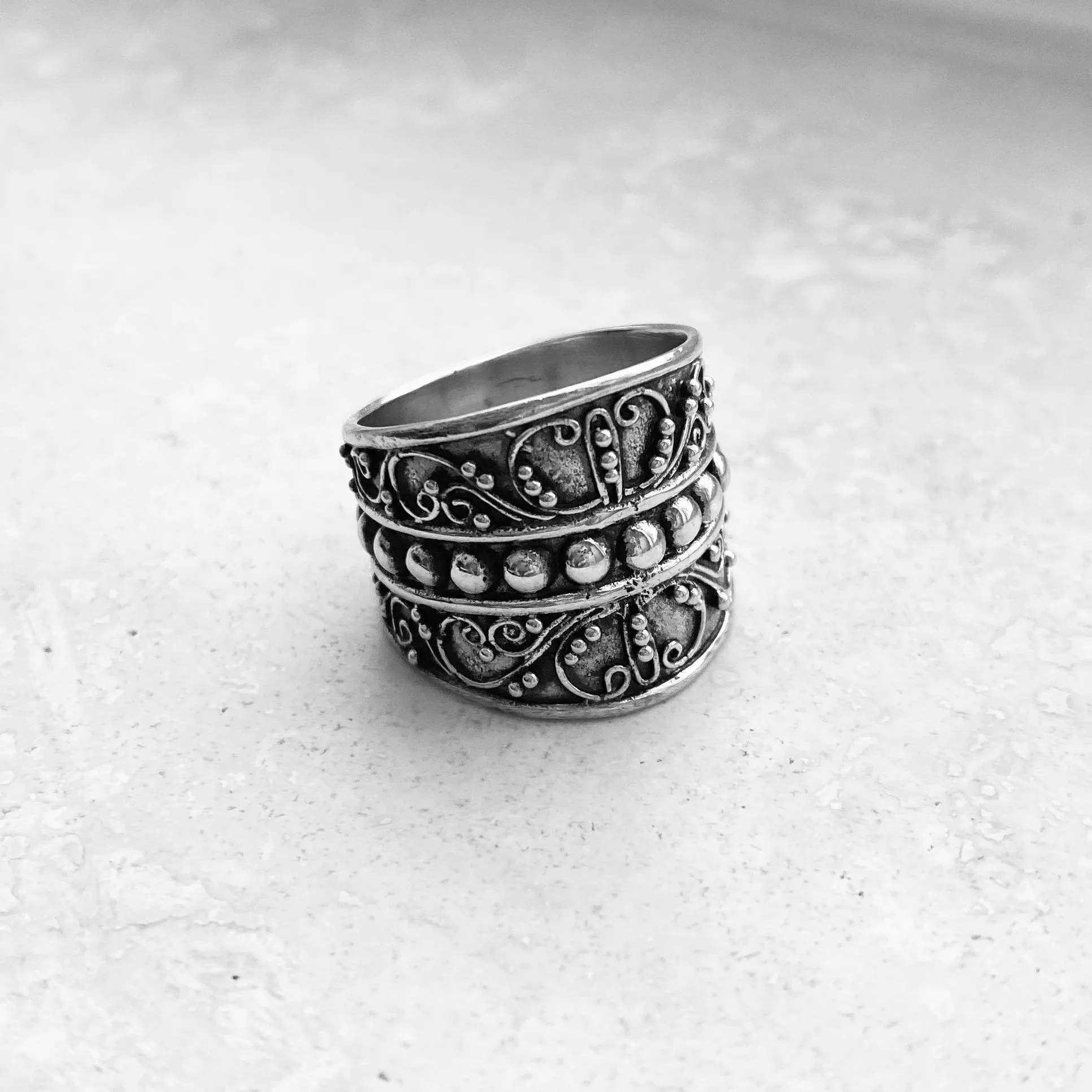 Sterling Silver Bali Swirly Ring, Statement Ring, Silver Ring, Boho Ring